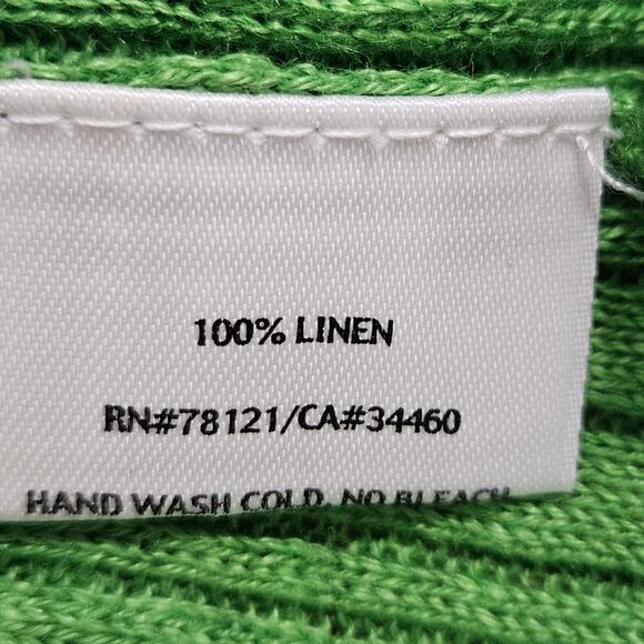 Eileen Fisher Top Ribbed Knit Sweater Green XS 100% Linen Sleeveless Minimalist - Picture 10 of 14